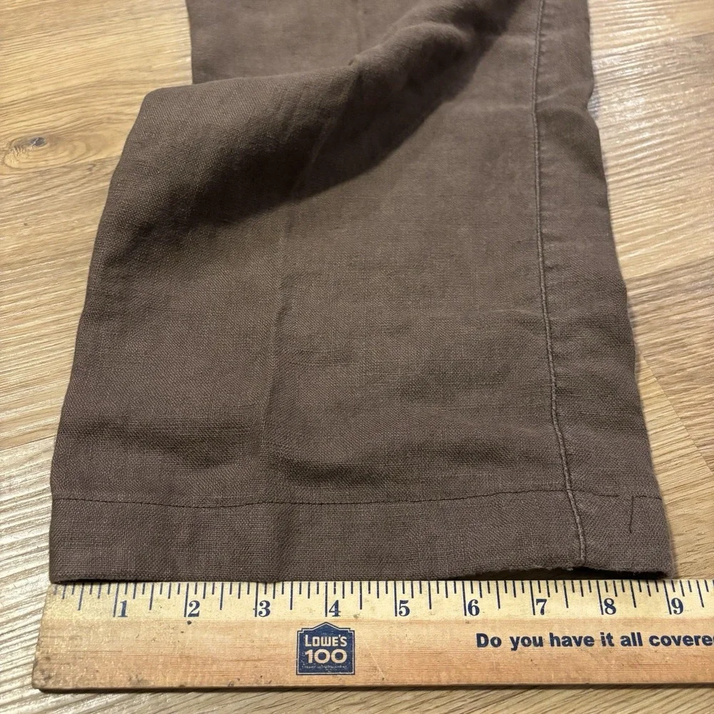 Martin Gordon Pants Mens L Brown 100% Linen Wide Leg Relaxed Trousers Drawstring
